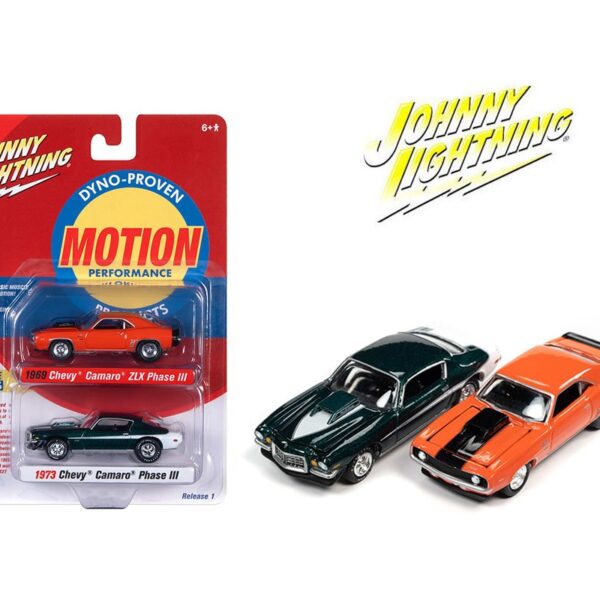 Johnny Lightning 1:64 2 Pack 1969 Chevy Camaro ZLX Phase 3 & 1973 Chevy Camaro Phase 3 Release A