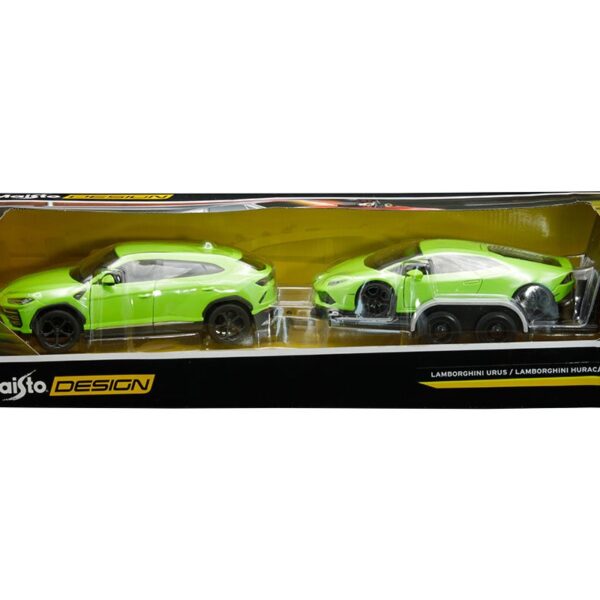 Maisto Design 1:24 Lamborghini Urus and Huracan Coupe (Green) with Trailer – Elite Transport