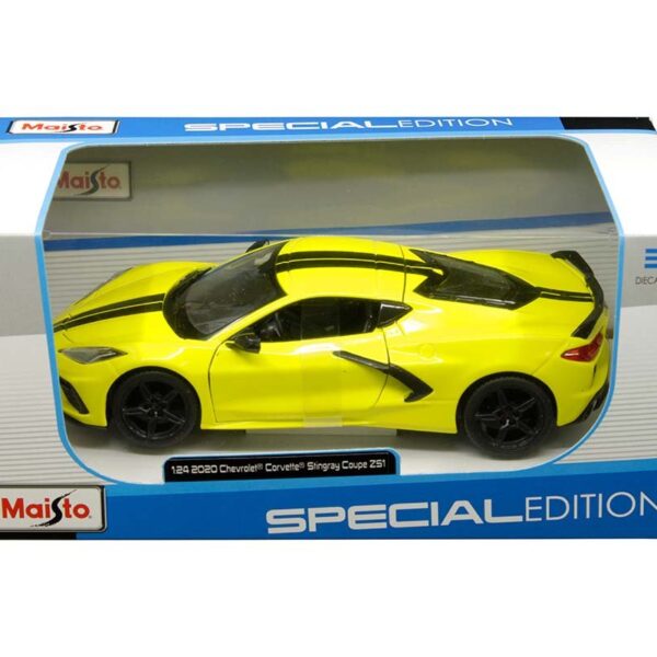 Maisto 1:24 2020 Chevrolet Corvette Stingray Coupe Z51 Yellow with Black Stripes –  Special Edition –