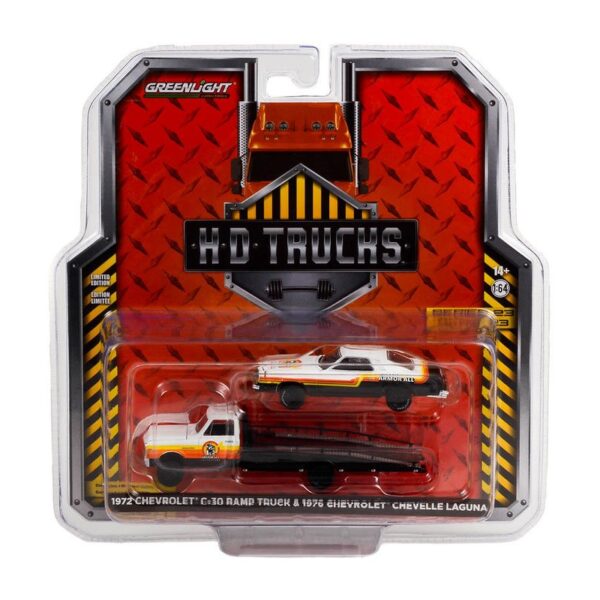 Greenlight 1:64 HD Trucks Series 23 – 1972 Chevy C-30 Ramp Truck with 1976 Chevrolet Chevelle Laguna – Armor All