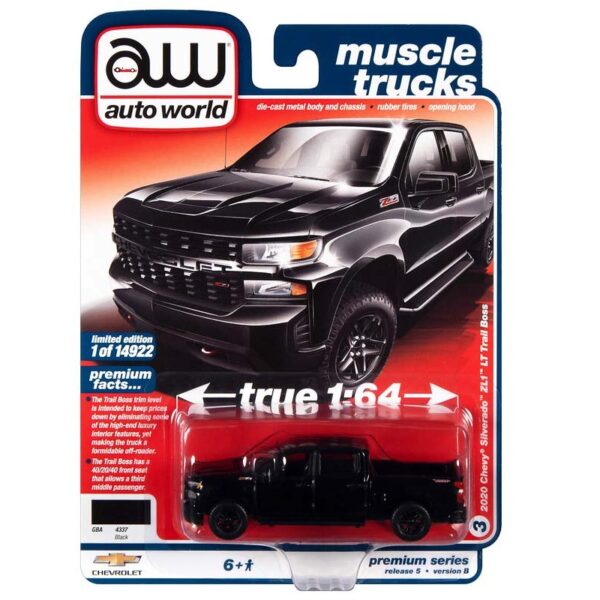 Auto World 1:64 2020 Chevrolet Silverado ZL1 LT Trail Boss (Black) –