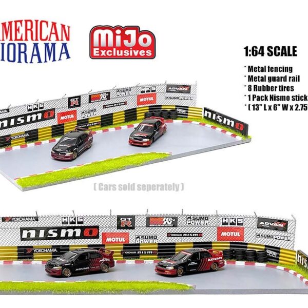 American Diorama 1:64 Mijo Exclusive Racetrack Diorama with Auto World Advan Yokohama Stickers Included Limited 2,400