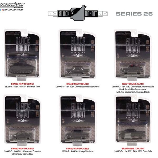 Greenlight 1:64 Black Bandit Series 26 – 6 Styles Assortment