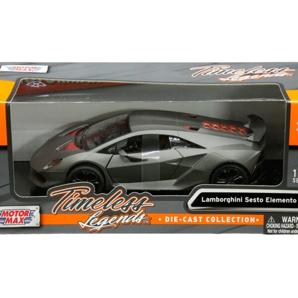 Motormax 1:24 Lamborghini Sesto Elemento – Matte Dark Grey – Timeless Legends