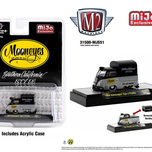 M2 Machines 1:64 1960 Custom Volkswagen Short Pickup with Canvas Cover Mooneye’s Limited Edition -Mijo Exclusives