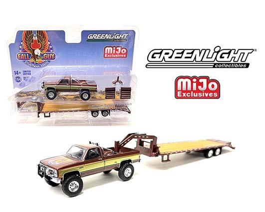 Greenlight 1:64 MiJo Exclusives 1982 GMC K-2500 The Fall Guy Truck with Gooseneck Trailer