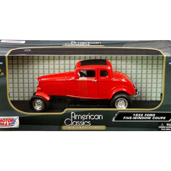 Motormax 1:18 American Classics 1932 Ford Five-Window Coupe (Red)