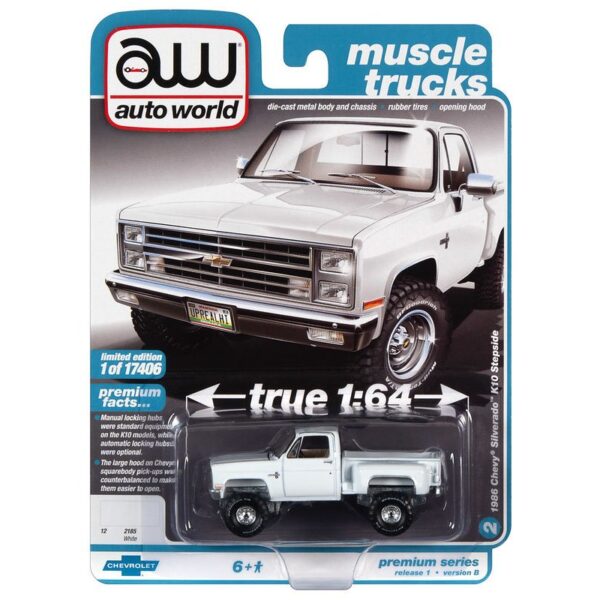 Auto World 1:64 Premium 1986 Chevrolet Silverado K10 Stepside 4×4 Solid Pack
