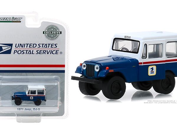 Greenlight 1:64 1971 Jeep DJ-5 Postal Service Blue with white roof