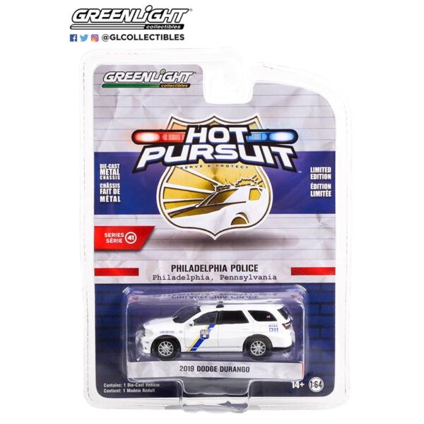 Greenlight 1:64 Hot Pursuit Series 41 – 2019 Dodge Durango – Philadelphia, Pennsylvania Police