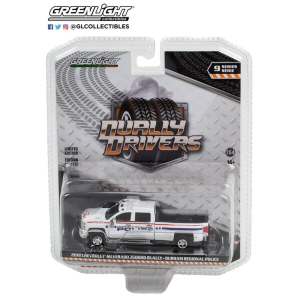 Greenlight 1:64 Dually Drivers Series 9 – 2018 Chevrolet Silverado 3500HD Dually – Durham Regional Police