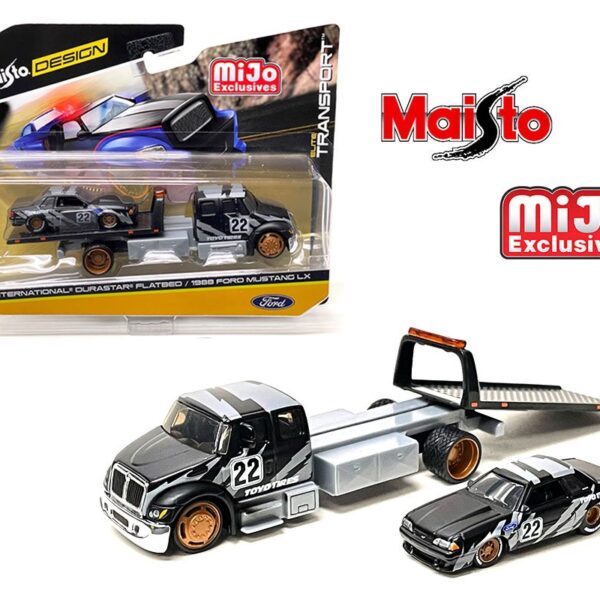 Maisto 1:64 International Durastar Flatbed with 1988 Ford Mustang Toyo Tire Limited 3,600 – Mijo Exclusives – Elite Transport