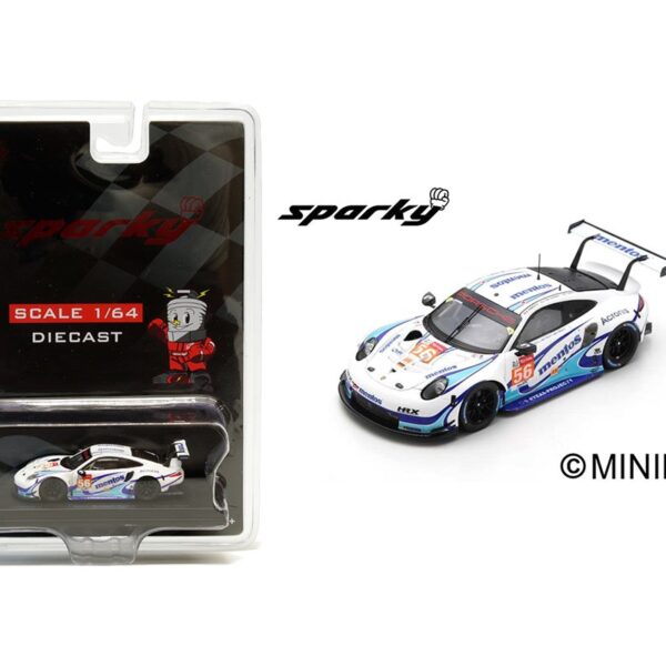 Spark Model 1:64 Porsche 911 RSR – Team Project 1 – 24H Le Mans 2020 – M. Cairoli / E. Perfetti / L. ten Voorde (White with Blue) – Sparky
