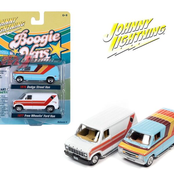 Johnny Lightning 1:64 Theme 2 Pack – Boggie Van 1976 Dodge Street Van & 1977 Ford Van