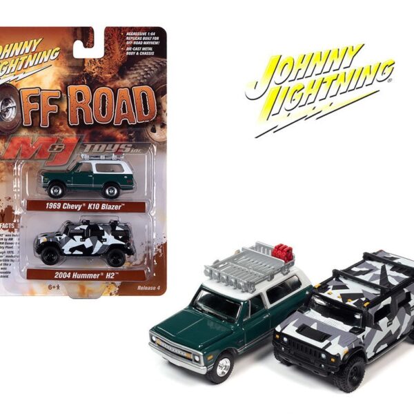 Johnny Lightning 1:64 Theme 2 Pack – Off Road 1969 Chevy Blazer & 2004 Hummer H2 B