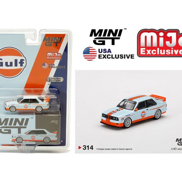 Mini GT 1:64 BMW M3 E30 Gulf LHD – MiJo Exclusives – USA Exclusive – Limited Edition