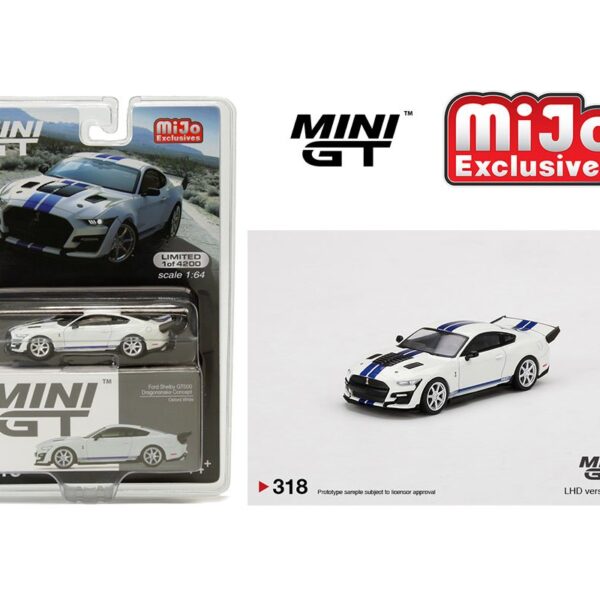 Mini GT 1:64 Ford Shelby GT500 Dragonsnake Concept (Oxford White with Blue Stripes) – MiJo Exclusives