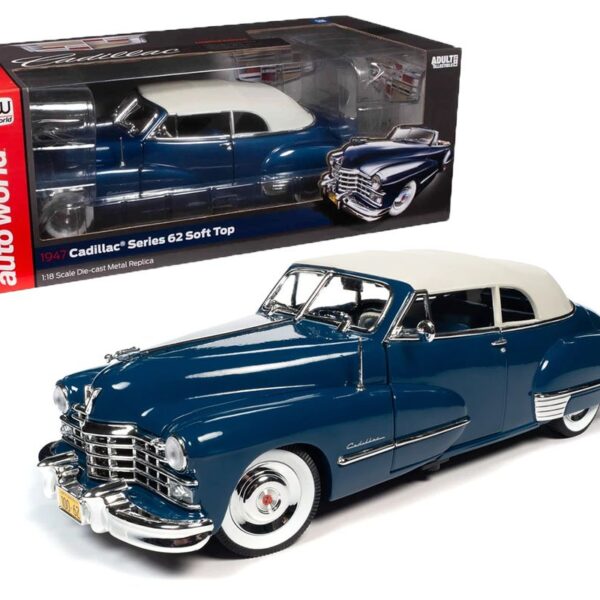 Auto World 1:18 1947 Cadillac Series 62 Soft Top (Beldon blue with tan top)