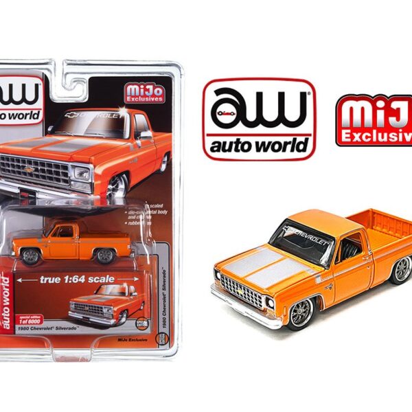 Auto World 1:64 Mijo Exclusives 1980 Chevrolet Silverado Custom Orange Limited 6,000 Pieces