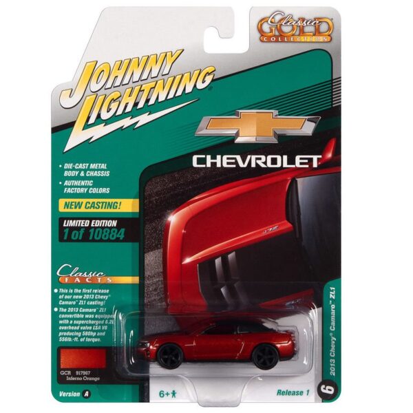 Johnny Lightning 1:64 2013 Chevrolet Camaro ZL1 (Inferno Orange) – Classic Gold 2022 Release 1 Version A Limited Edition