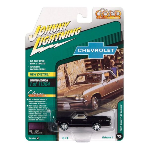 Johnny Lightning 1:64 1967 Chevrolet El Camino (Royal Plum Poly) – Classic Gold 2022 Release 1 Version A