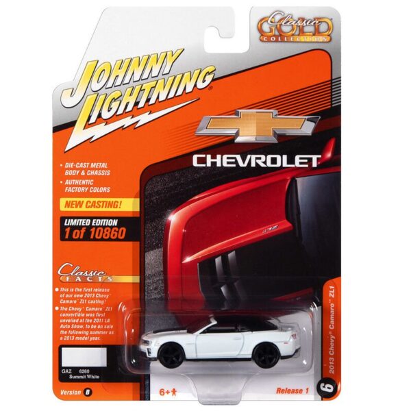 Johnny Lightning 1:64 2013 Chevrolet Camaro ZL1 (Summit White) – Classic Gold 2022 Release 1 Version B Limited Edition