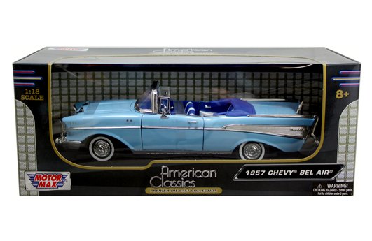 Motormax 1:18 Timeless Classics – 1957 Chevy Bel Air Convertible Blue