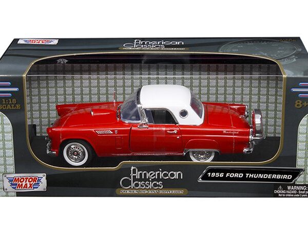 Motormax 1:18 American Classics – 1956 Ford Thunder Bird 2 Tone Red with White Top
