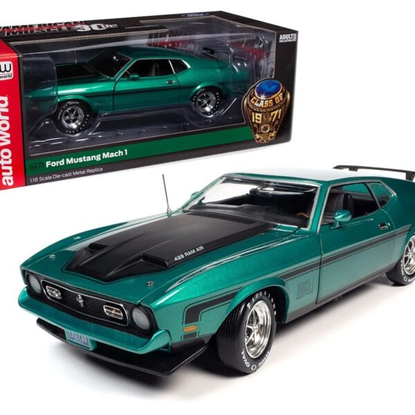 Auto World 1:18 1971 Ford Mustang Mach 1 (Grabber Green Metallic) – American Muscle 30th Anniversary – Class of 1971
