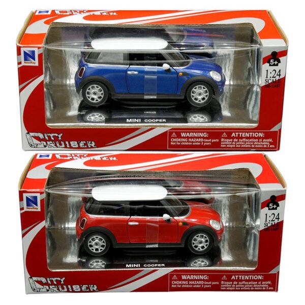 New Ray 1:24 Mini Cooper (Red, Blue)