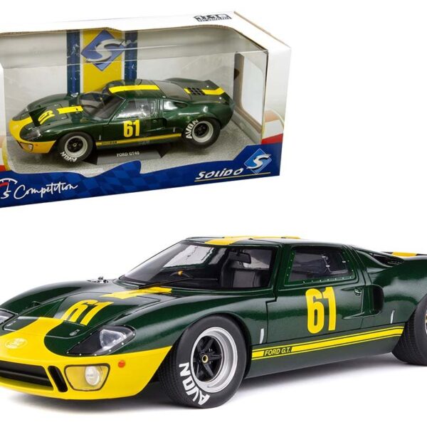 Solido 1:18 Ford GT40 MK1 Jim Clark Ford Performance Collection 1966 (Green w/Yellow Stripes)