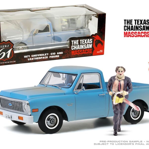 Highway 61 1:18 The Texas Chainsaw Massacre 1971 Chevrolet C10 and Leatherface Figure