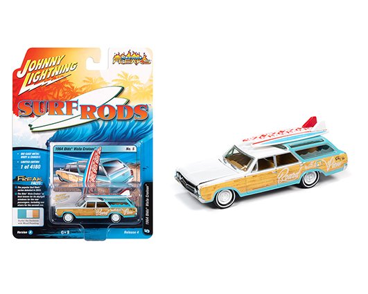 Johnny Lightning 1:64 Street Freaks Surf Rods 1964 Oldsmobile Vista Cruiser Wagon Blue