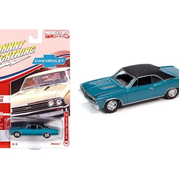 Johnny Lightning 1:64 1967 Chevrolet Chevelle SS (Emerald Turquoise w/ Black Top) – Muscle Cars USA