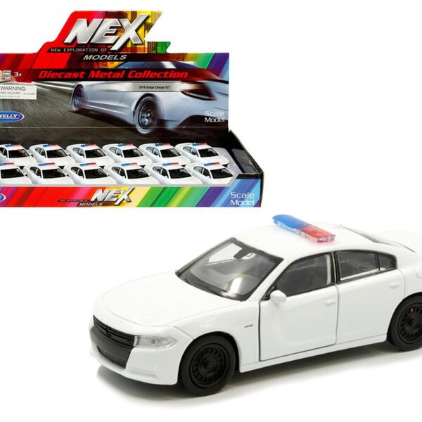 Welly Display Tray 5″ 2016 Dodge Charger R/T with Light Bar (Plain White)