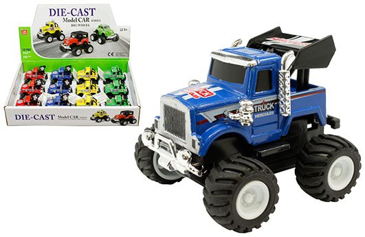 InfoTech Model Car Series Die-Cast 4×4 Big Wheel 2.5″ (Red, Blue, Yellow, Green)(Pull-Back Action)