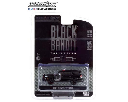 Greenlight 1:64 Black Bandit Series 25 – 2021 Chevy Tahoe Police Solid Pack