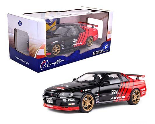 Solido 1:18 1999 Nissan GT-R R34 Advan Drift 1999 Black/Red
