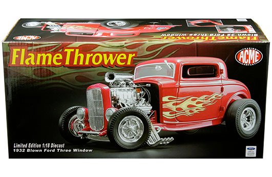 ACME 1:18 Flame Thrower – 1932 Ford Three-Window (Red)
