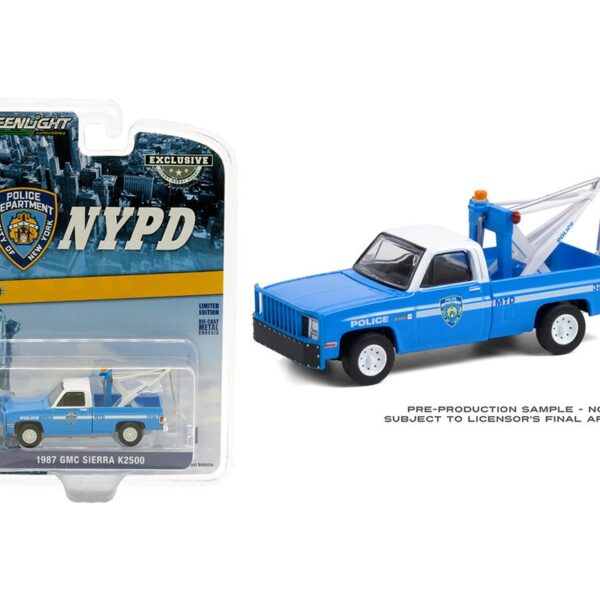 Greenlight 1:64 1987 GMC Sierra K2500 w Drop in Tow Hook – NYPD (Blue)