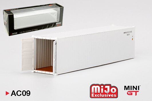 Mini GT 1:64 40′ Dry Container Box White Full Diecast Metal