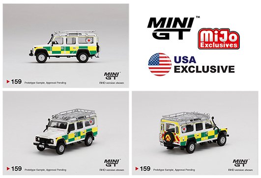 Mini GT 1:64 Mijo Exclusive World Wide Land Rover Defender 110 British Red Cross Search & Rescue RHD Limited Edition