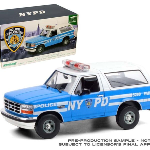 Greenlight 1:18 Artisan Collection 1992 Ford Bronco New York Police Department (NYPD) Blue/White Top