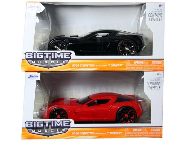 Jada 1:24 W/B Big Time Muscles 2009 Chevrolet Corvette Stingray Concept Black Red