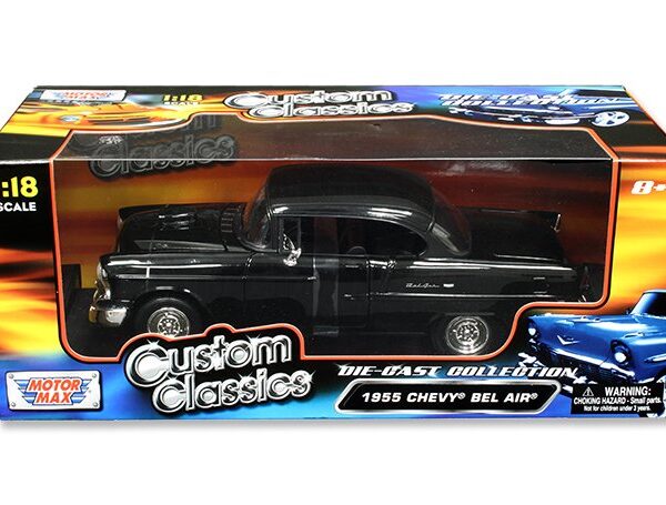 Motormax 1:18 1955 Chevrolet Bel Air Hard Top Black – Custom Classics