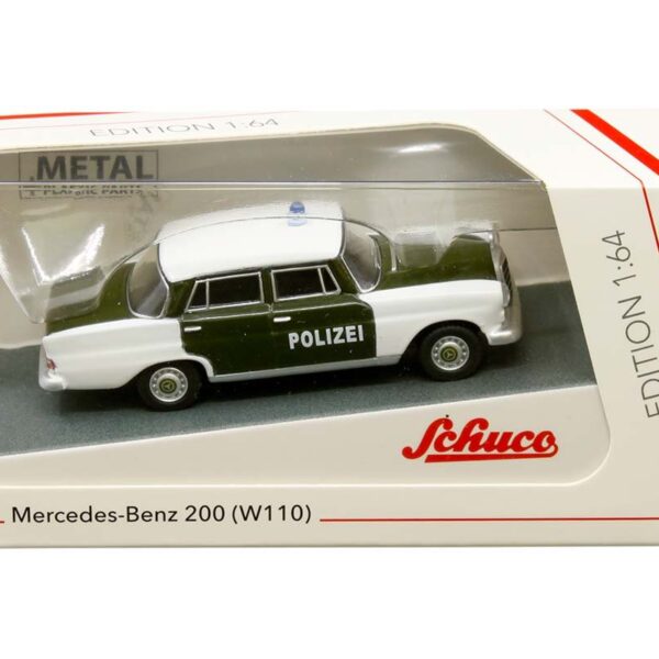 Schuco 1:64 Mercedes-Benz 200 (W110) Polizei White/Green