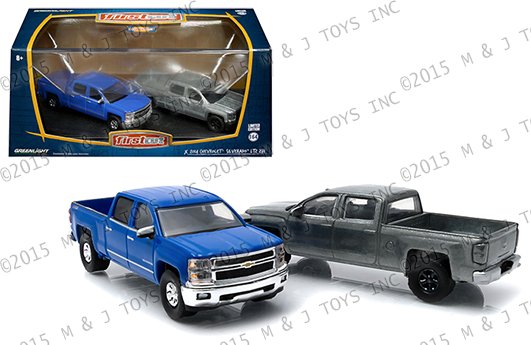 Greenlight 1:64 First Cut 2014 Chevrolet Silverado LTZ Z71 Blue Bare Metal