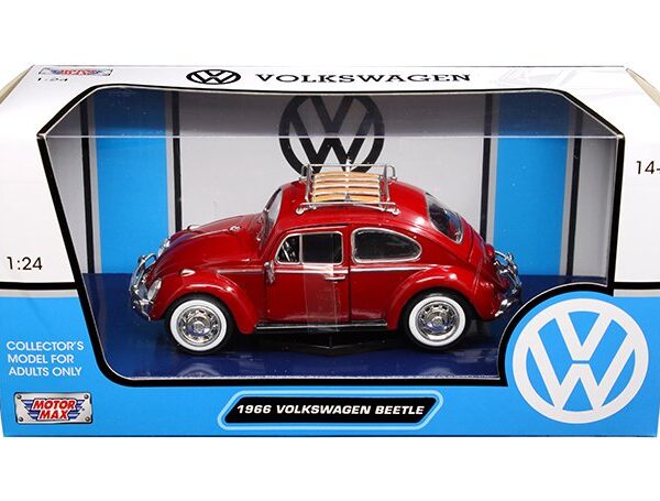 Motormax 1:24 W/B – 1966 Volkswagen Beetle with luggage rack (Red)