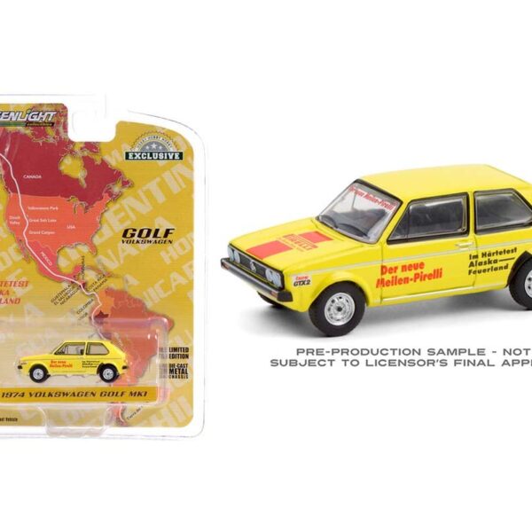 Greenlight 1:64 Hobby Exclusive 1974 Volkswagen Gold Mk1 – Argentina Car #2 (Yellow)