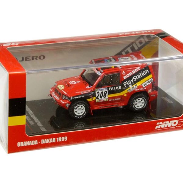 INNO Models 1:64 Mitsubishi Pajero Evolution #208 Granada – Dakar 1999 PlayStation (Red)